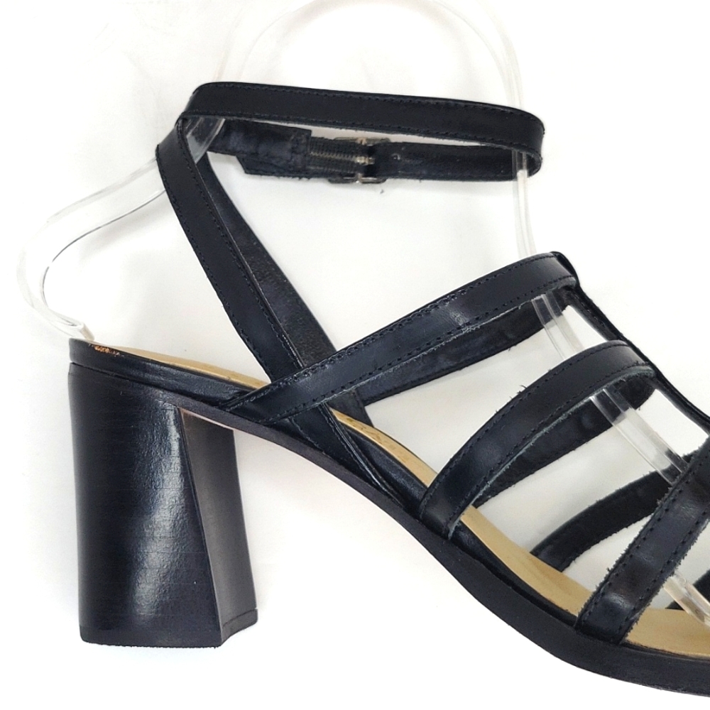 Black Leather High Heel Sandals Ankle Strap Made in Brazil 6 - Picture 7 of 16